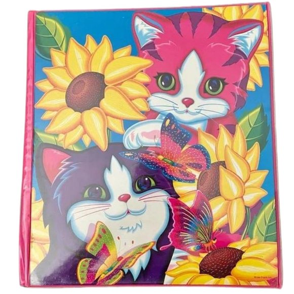 Near Mint 90s Lisa Frank Sunflower Kittens Trapper Keeper Style 3 ring binder - Picture 2 of 5